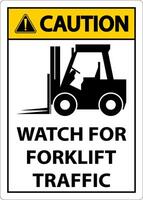 Caution 2-Way Watch For Forklift Traffic Sign On White Background vector