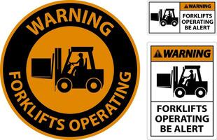 Warning 2-Way Forklifts Operating Sign On White Background vector