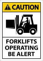 Caution 2-Way Forklifts Operating Sign On White Background vector