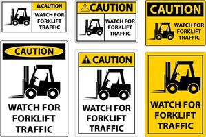 Caution 2-Way Watch For Forklift Traffic Sign On White Background vector