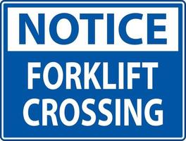 Notice Slow Forklift Crossing Sign On White Background vector