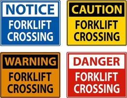 Slow Forklift Crossing Sign On White Background vector