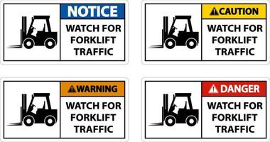 2-Way Watch For Forklift Traffic Sign On White Background vector