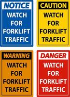 Caution Watch For Forklift Traffic Sign On White Background vector