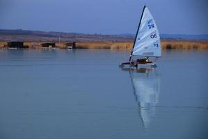 iceboat reflection in the winter photo
