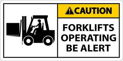 Caution 2-Way Forklifts Operating Sign On White Background vector