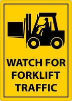 Caution 2-Way Watch For Forklift Traffic Sign On White Background vector