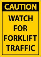 Caution Watch For Forklift Traffic Sign On White Background vector