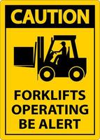 Caution 2-Way Forklifts Operating Sign On White Background vector