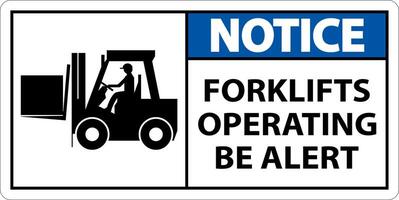 Notice 2-Way Forklifts Operating Sign On White Background vector