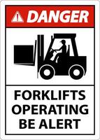 Danger 2-Way Forklifts Operating Sign On White Background vector