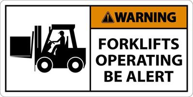 Warning 2-Way Forklifts Operating Sign On White Background vector