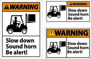 Warning 2-Way Slow Down Sound Horn Sign On White Background vector