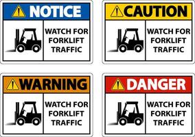 2-Way Watch For Forklift Traffic Sign On White Background vector