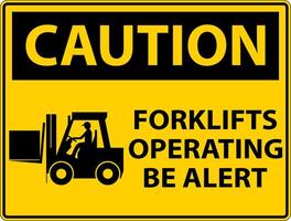 Caution 2-Way Forklifts Operating Sign On White Background vector