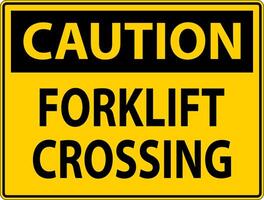 Caution Slow Forklift Crossing Sign On White Background vector