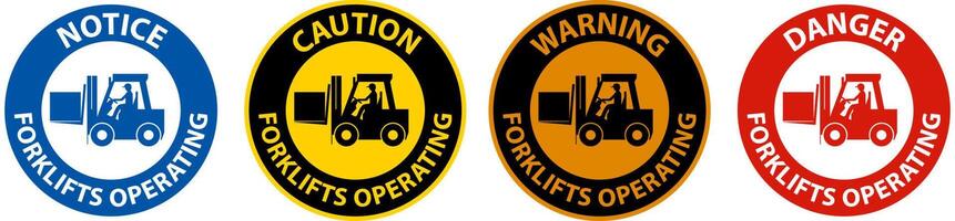 Caution 2-Way Forklifts Operating Sign On White Background vector