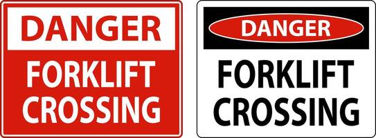 Danger Slow Forklift Crossing Sign On White Background vector