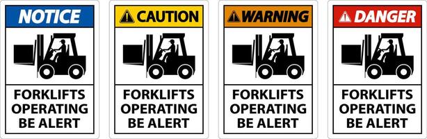Caution 2-Way Forklifts Operating Sign On White Background vector