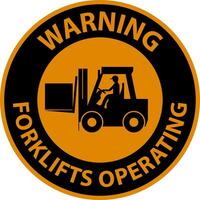 Warning 2-Way Forklifts Operating Sign On White Background vector