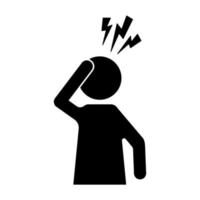 Headache glyph icon. Silhouette symbol. Anger and irritation. Frustration. Nervous tension. Aggression. Occupational stress. Emotional stress symptom. Negative space vector