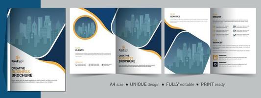 Bifold Brochure Design Template for Your Company, Corporate, Business, Advertising, Marketing, Agency, and Internet Business. vector