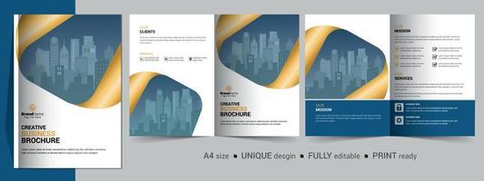 Bifold Brochure Design Template for Your Company, Corporate, Business, Advertising, Marketing, Agency, and Internet Business. vector