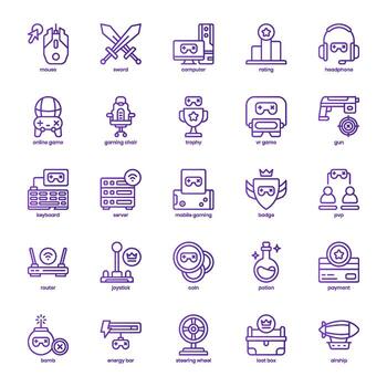 paquete de iconos de juegos en línea para el diseño de su sitio web, logotipo, aplicación, ui. icono de juego en línea diseño de gradiente de línea básica. ilustración de gráficos vectoriales y trazo editable. vector