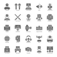 paquete de iconos de realidad virtual para el diseño de su sitio web, logotipo, aplicación, ui. diseño de glifo de icono de realidad virtual. ilustración de gráficos vectoriales y trazo editable. vector