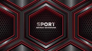 Sport Red Abstract sports background with hexagonal elements and glowing red stripes vector