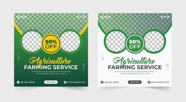 Agriculture farming service social media banner. Agro farm template. Farming service flyer. Lawn garden and farming service template. Gardening service banner. Organic farm template. vector