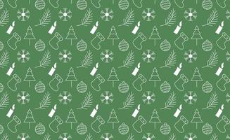 Christmas doodle style pattern, Green Christmas pattern vector