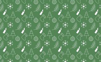 Christmas doodle style pattern, Green Christmas pattern vector