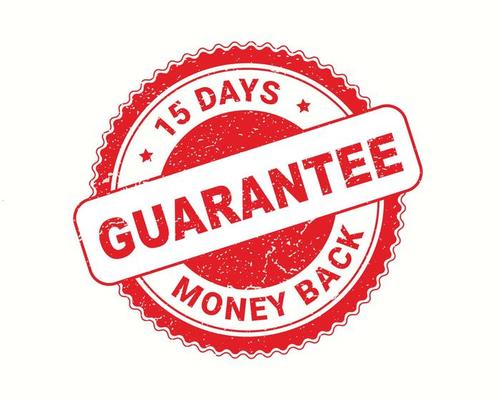 15 Days money back guarantee stamp in rubber style, red round grunge money back guarantee sign, 15 Days money back