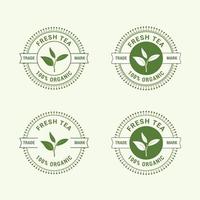 conjunto de diseño de etiqueta de insignia de sello de té. té de plantillas de formulario de círculo. elemento de diseño, publicidad, envasado de productos de té vector