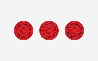 conjunto de diseño de sello de tomate. plantillas de formulario de círculo para sello de insignia de tomate. elemento de diseño, publicidad, envasado de productos de té vector