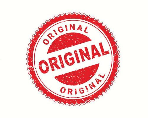 Original stamp in rubber style, red round grunge original sign, rubber stamp on white, vector illustration