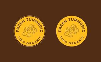 Turmeric stamp badge label design set. Circle form Turmeric templates. packaging elements. vector