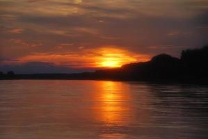 beautiful sunset on the Danube River photo