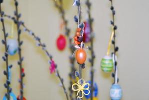 easter tree with many catkins and colorful easter photo