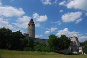 castle panorama view with blue sky photo