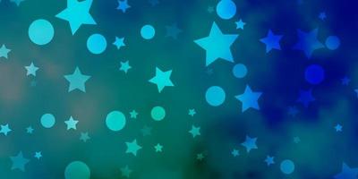 Light Blue, Green vector backdrop with circles, stars.