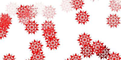 Light red vector beautiful snowflakes backdrop with flowers.