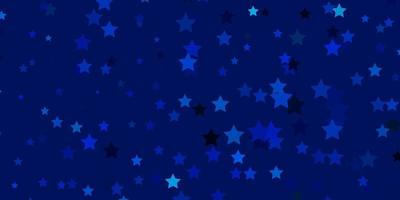 Fondo de vector azul claro con estrellas pequeñas y grandes.