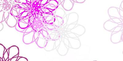 Light Pink vector doodle texture with flowers.