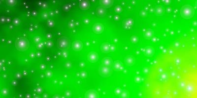 Light Green vector background with colorful stars.