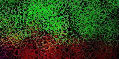 Dark green, red vector backdrop with chaotic shapes.