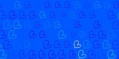 Light BLUE vector pattern with colorful hearts.