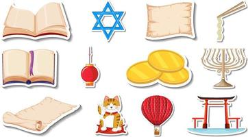 Set of different traditional objects vector