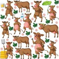 Funny cow  on white background element vector